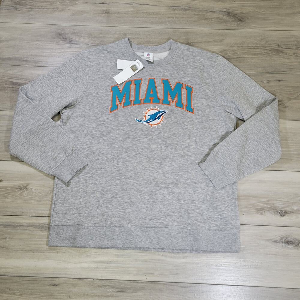 Miami Dolphins Sweatshirt Men's XL Gray Arch Cotton Crew Neck New